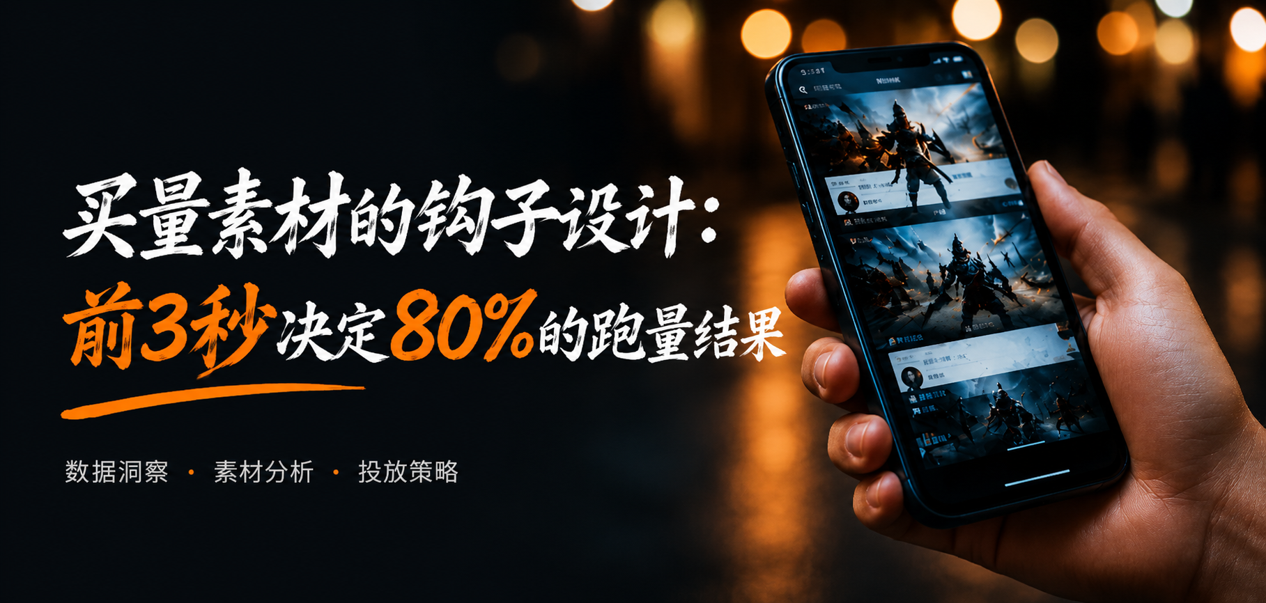 买量素材的钩子如何设计：前3秒决定80%的跑量结果