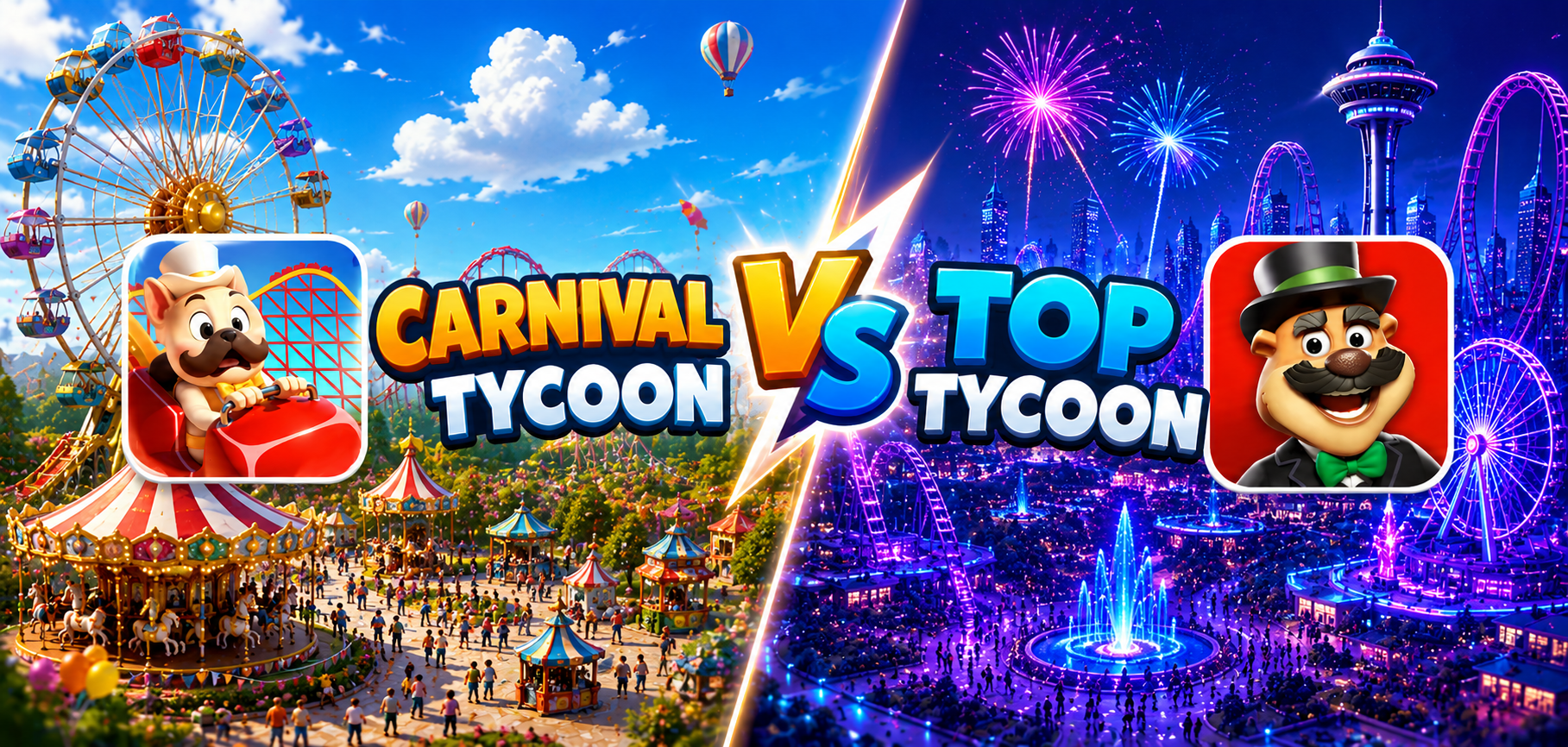 CM-like游乐园赛道的策略分化:Carnival Tycoon vs Top Tycoon 买量素材深度拆解